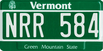 VT license plate NRR584