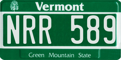 VT license plate NRR589