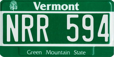 VT license plate NRR594