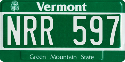 VT license plate NRR597