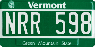 VT license plate NRR598