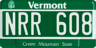 VT license plate NRR608