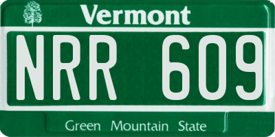 VT license plate NRR609