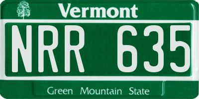 VT license plate NRR635