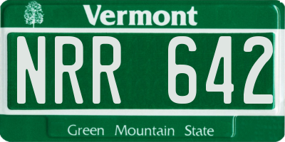 VT license plate NRR642