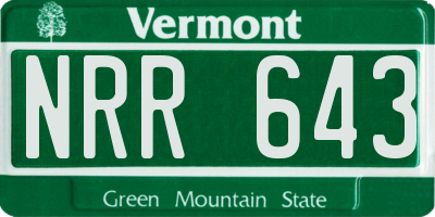 VT license plate NRR643