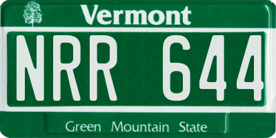 VT license plate NRR644