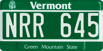 VT license plate NRR645