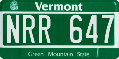 VT license plate NRR647