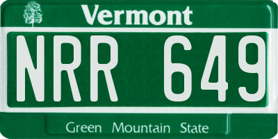 VT license plate NRR649
