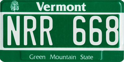 VT license plate NRR668