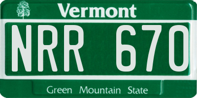 VT license plate NRR670