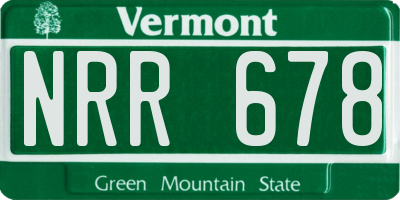 VT license plate NRR678