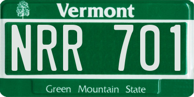 VT license plate NRR701