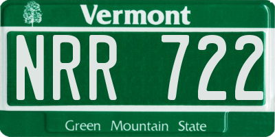 VT license plate NRR722