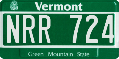 VT license plate NRR724
