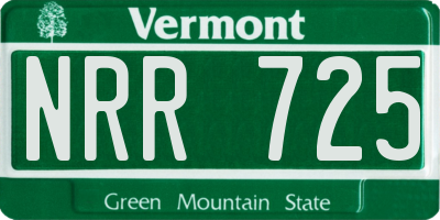 VT license plate NRR725
