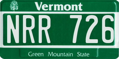 VT license plate NRR726