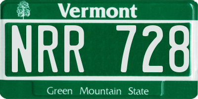 VT license plate NRR728