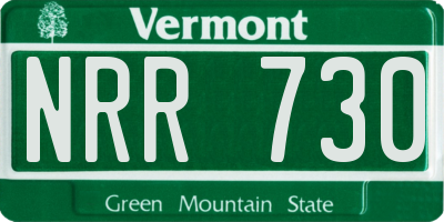 VT license plate NRR730