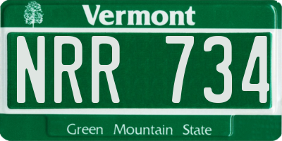 VT license plate NRR734