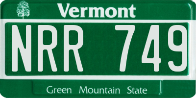 VT license plate NRR749