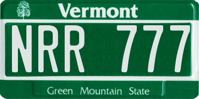 VT license plate NRR777