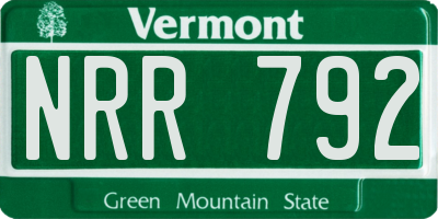 VT license plate NRR792