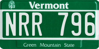 VT license plate NRR796