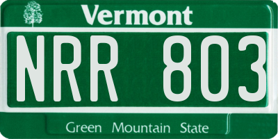 VT license plate NRR803