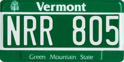 VT license plate NRR805