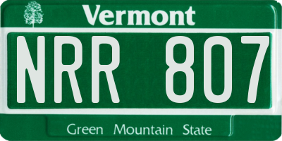 VT license plate NRR807