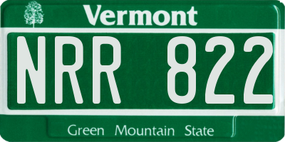 VT license plate NRR822