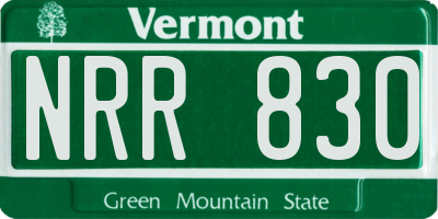 VT license plate NRR830