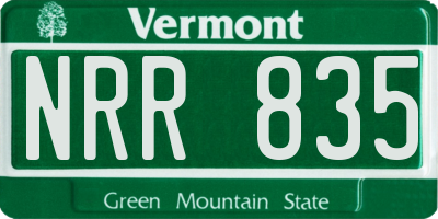 VT license plate NRR835