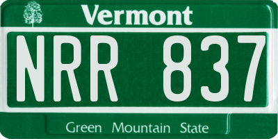VT license plate NRR837