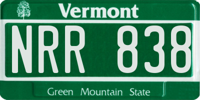 VT license plate NRR838