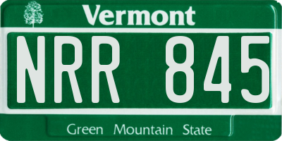 VT license plate NRR845