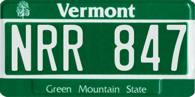 VT license plate NRR847