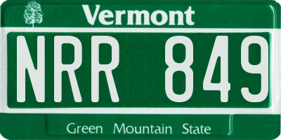 VT license plate NRR849