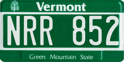 VT license plate NRR852