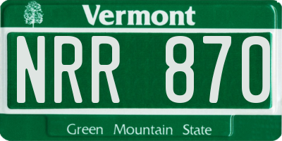 VT license plate NRR870