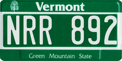 VT license plate NRR892