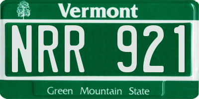 VT license plate NRR921