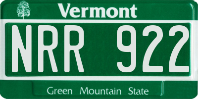 VT license plate NRR922