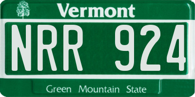 VT license plate NRR924