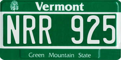 VT license plate NRR925