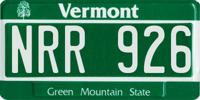 VT license plate NRR926