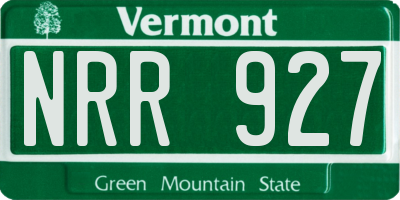 VT license plate NRR927