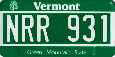 VT license plate NRR931